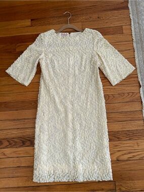 Vintage 60’s Beaded Mod Shift Short Wedding Dress Half Sleeves Charles and Co.